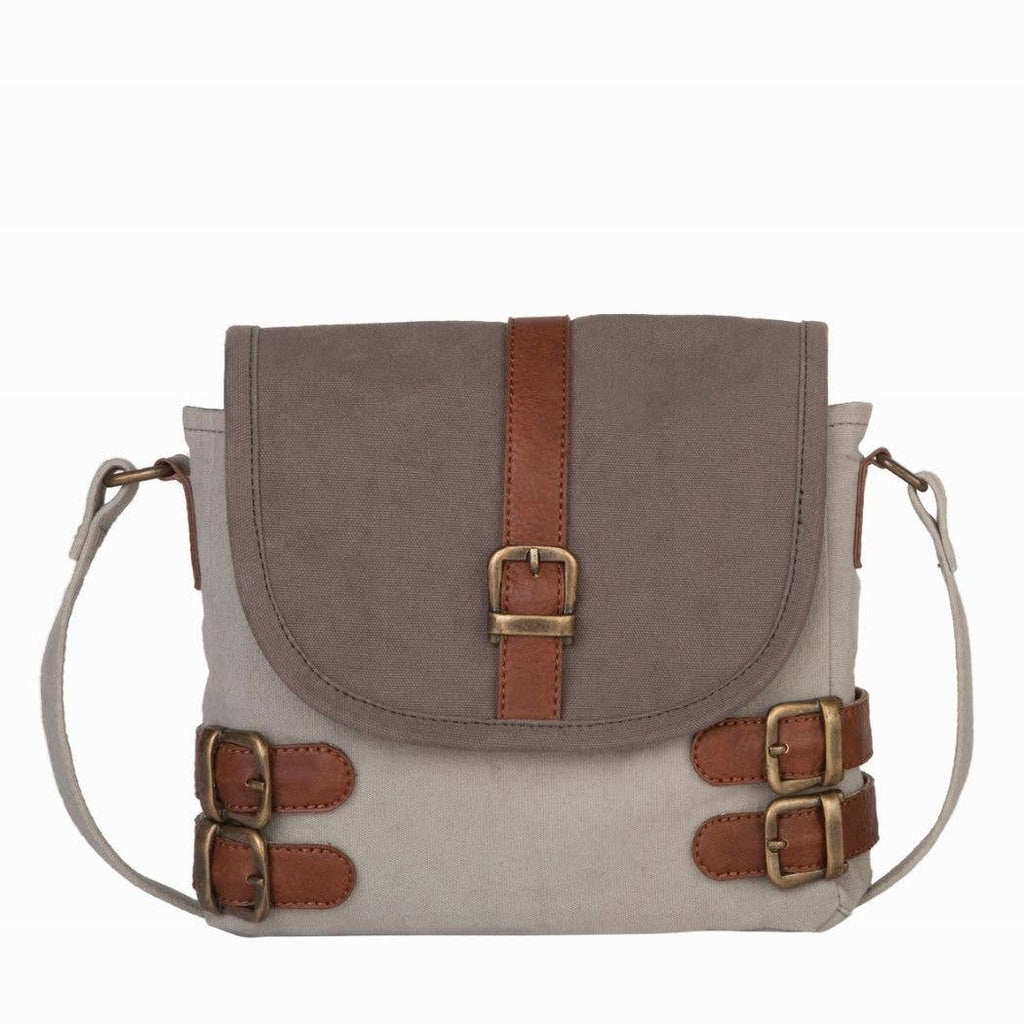 Buckled Up-cycled Canvas Crossbody Bag