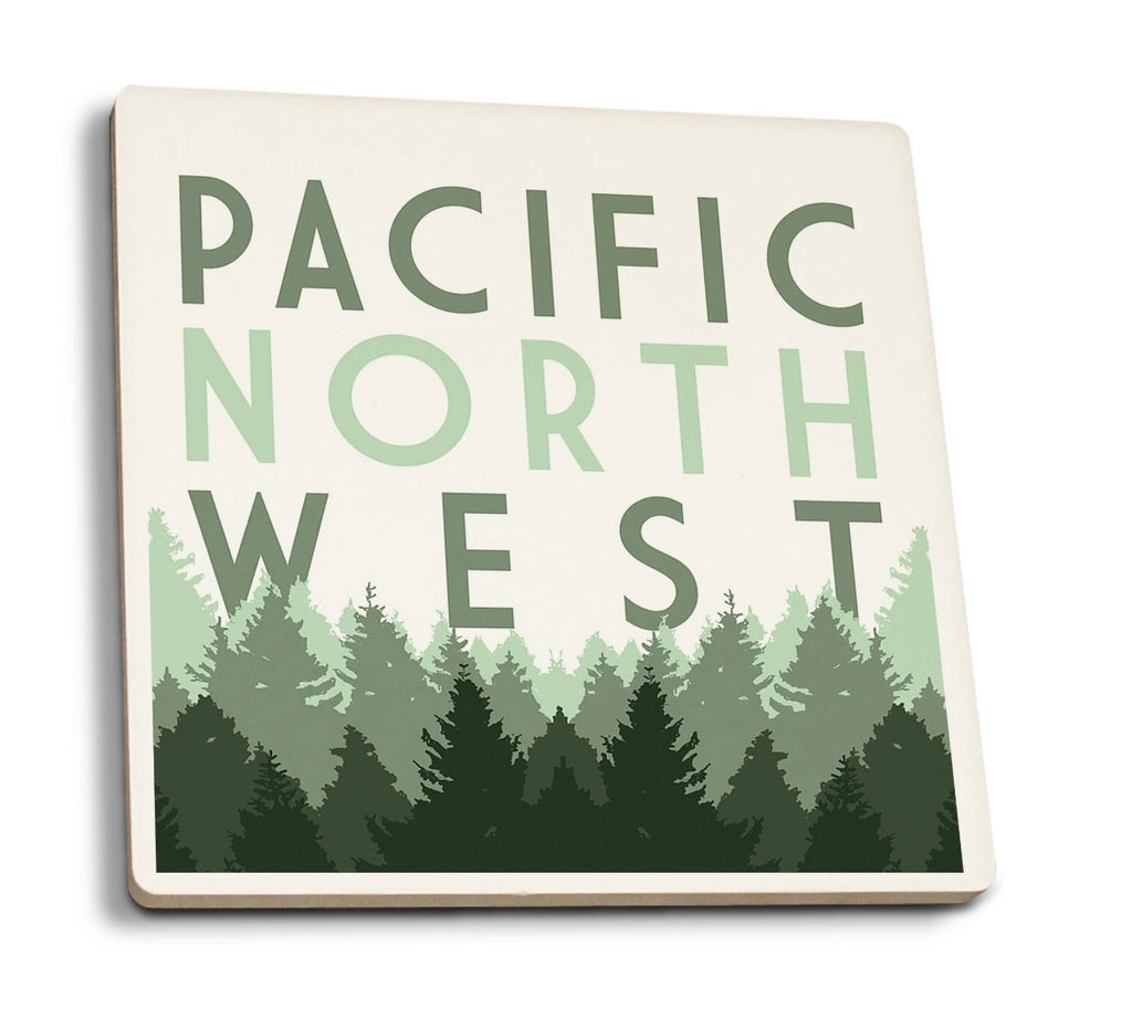Pacific Northwest Pine Trees Ceramic Coaster