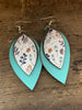 Turquoise Poppy Double Layered Leather Earrings