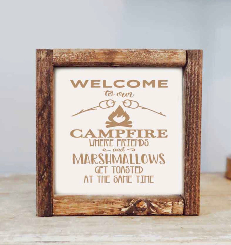 Welcome to our Campfire Wooden Sign