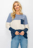 Soft Color Block Ribbed Knit Fleece Top