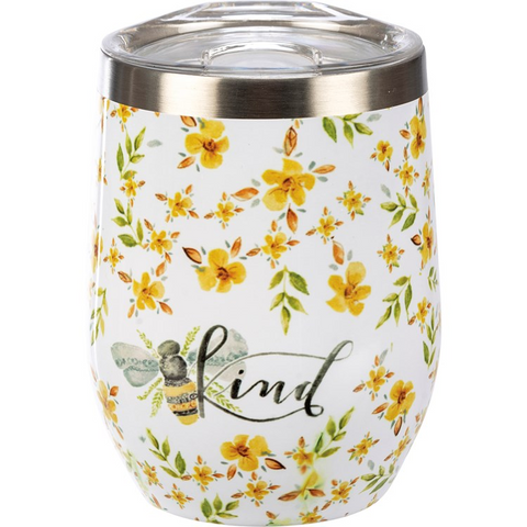 Bee Floral Stemless Wine Tumbler